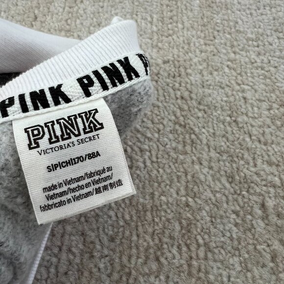 PINK Victoria’s Secret Spirit Stripe Pullover Grey Sweatshirt S - Picture 2 of 10
